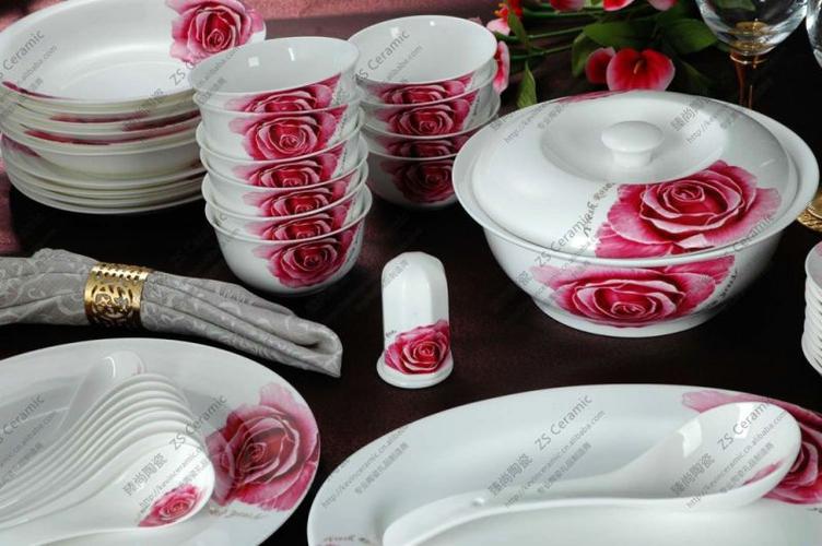 46头中式陶瓷餐具套装 低骨瓷 广告促销纪念礼品 工厂直销定制